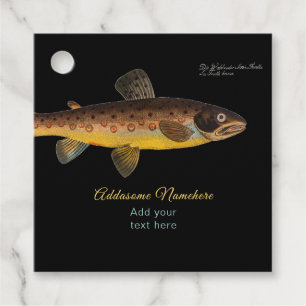 Étiquettes Cadeau Poisson truite motif d'aquarelle vintage