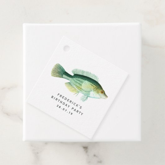 Étiquettes Cadeau Poisson vintage (En situation)