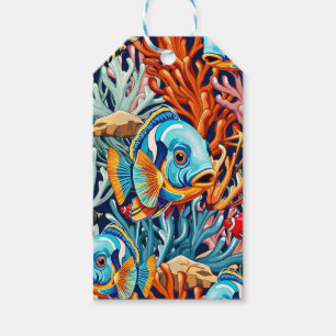 Étiquettes-cadeau Poissons Tropicaux Couleurs Vives Ambiance Été