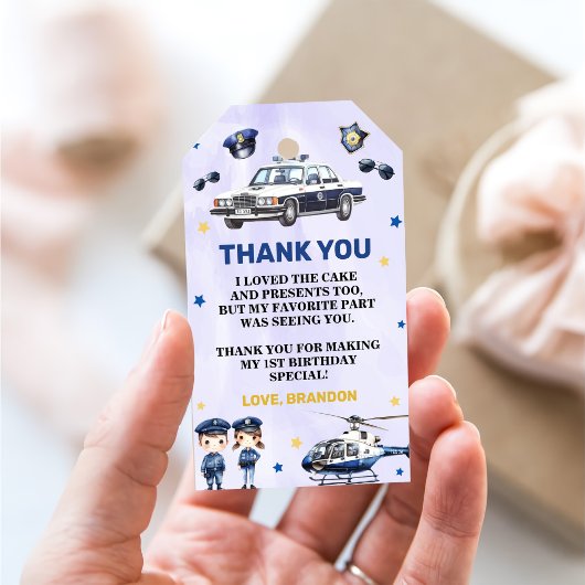 Étiquettes-cadeau Police Boy 1er anniversaire fête