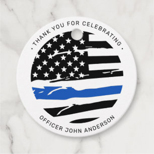 Étiquettes Cadeau Police Officer Party Thin Blue Line Thank You