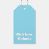 Étiquettes-cadeau Polka blanche croise sur bleu bébé (Dos)