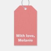 Étiquettes-cadeau Polka blanche croise sur la pêche (Dos)