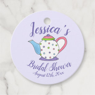 Étiquettes Cadeau Polka Dot Teapot Après-Midi Tea Baby shower