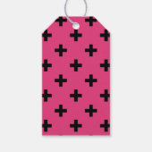 Étiquettes-cadeau Polka noire croise sur fuchsia (Devant)