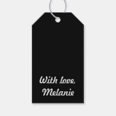 Étiquettes-cadeau Polka noire croise sur fuchsia (Dos)