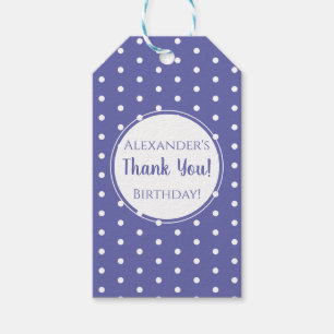 Étiquettes-cadeau Polka violet moderne Nom du point Anniversaire Fêt