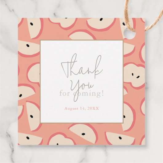 Étiquettes Cadeau Pomme de mon Baby shower de fille rose de l'oeil (Dos)