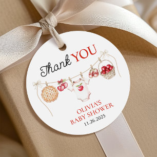 Étiquettes Cadeau Pomme de notre Baby shower de récolte d'orchidées