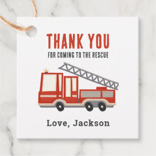 Étiquettes Cadeau Pompier pompier Merci fête d'anniversaire