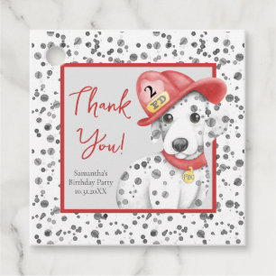 Étiquettes Cadeau Pompiers Dalmatiens Spots Anniversaire Merci