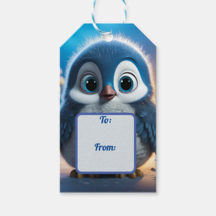 Étiquettes-cadeau Poncho - Un pingouin doux pour bébé
