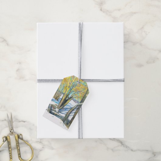 Étiquettes-cadeau pont en hiver (Avec de la ficelle)