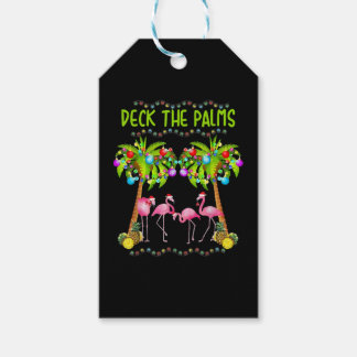 Étiquettes-cadeau Pont the Palms Merry Flamingo Christmas tee funny
