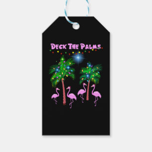 Étiquettes-cadeau Pont The Palms Tropical Pink Flamingos Palm Tree