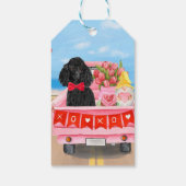 Étiquettes-cadeau Poodle Chien Saint-Valentin Coeurs de Camion (Dos)