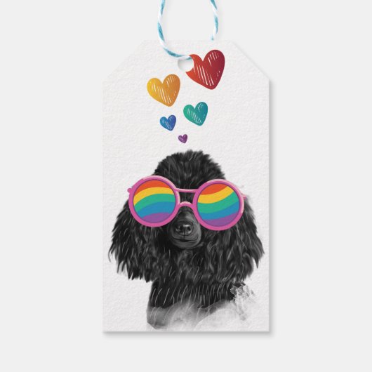 Étiquettes-cadeau Poodle Dog with Hearts Saint-Valentin (Dos)