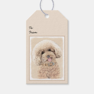 Étiquettes-cadeau Poodle Miniature Toy Apricot Crème Chien Brown Art