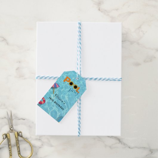 Étiquettes-cadeau Pool Anniversaire de fête thème (Avec de laficelle)