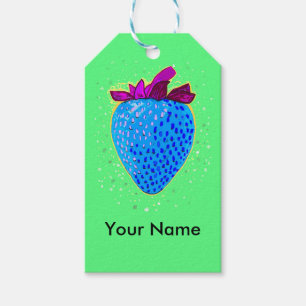 Étiquettes-cadeau Pop Art Strawberry Blue