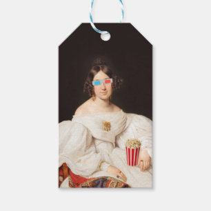Étiquettes-cadeau Pop Corn Diva avec lunettes 3D