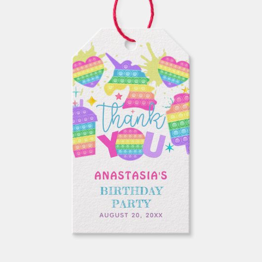 Étiquettes-cadeau Pop It Girl Birthday Party (Devant)