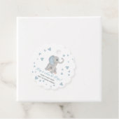 Étiquettes Cadeau Pop It When He Pops Blue Grey Elephant Baby shower (En situation)
