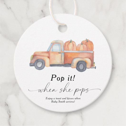 Étiquettes Cadeau Pop it when it pops - camion Citrouille - (Devant)