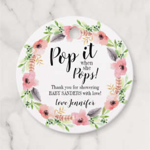 Étiquettes Cadeau Pop it when it Pops Favoriser Tags Aquarelle Fleur