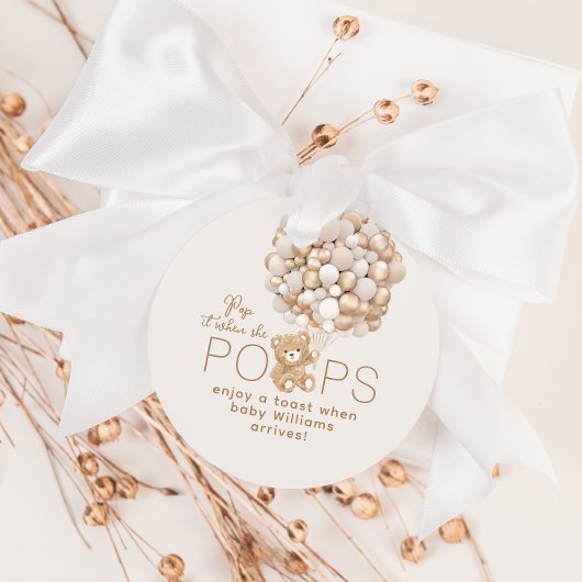 Étiquettes Cadeau Pop it When She Pops Baby shower neutre