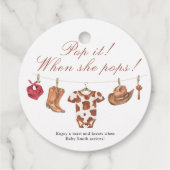 Étiquettes Cadeau Pop it when she pops! - Cowboy Baby shower (Dos)