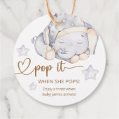 Étiquettes Cadeau Pop It When She Pops Elephant Baby shower (Dos)