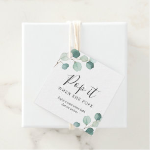 Étiquettes Cadeau Pop It When She Pops Eucalyptus Baby shower