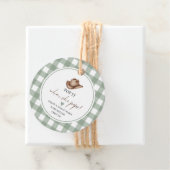 Étiquettes Cadeau Pop it when she Pops Green Gingham Cowboy  (En situation)