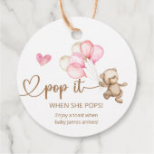Étiquettes Cadeau Pop It When She Pops Teddy Bear Baby shower (Dos)