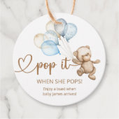 Étiquettes Cadeau Pop It When She Pops Teddy Bear Baby shower (Devant)
