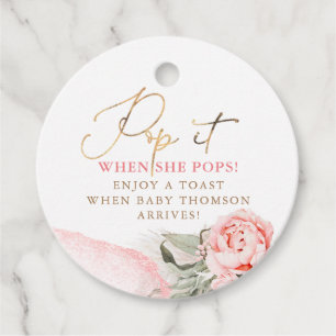 Étiquettes Cadeau Pop It When Shen Pops - Baby shower Floral Rose