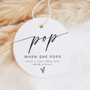 Étiquettes Cadeau Pop Minimaliste Quand Elle Pop Champagne Round