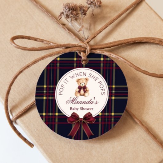 Étiquettes Cadeau Pop quand elle frappe Teddy Bear Red Bow