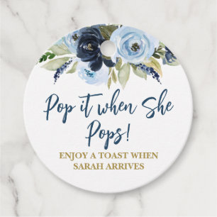 Étiquettes Cadeau Pop quand elle Pop bleu floral