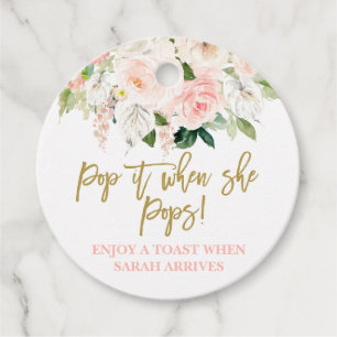 Étiquettes Cadeau Pop quand elle Pop rose et or floral