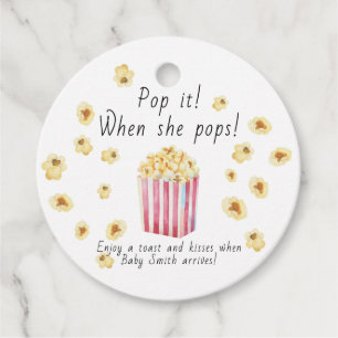 Étiquettes Cadeau Popcorn Baby shower Pop it Quand elle pop