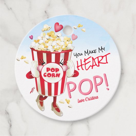 Étiquettes Cadeau Popcorn Love Funny (Devant)