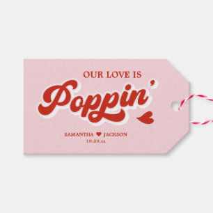 Étiquettes-cadeau Popcorn Mariage rouge et rose Favoriser