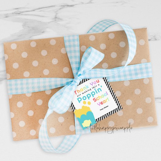 Étiquettes Cadeau Popcorn Thème Enseignant fin d'année Merci