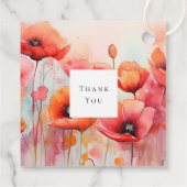 Étiquettes Cadeau Poppies d'aquarelle rouge dans un Mariage de champ (Dos)