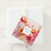 Étiquettes Cadeau Poppies d'aquarelle rouge dans un Mariage de champ (En situation)