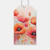 Étiquettes-cadeau Poppies d'aquarelle rouge dans un Merci de champ (Dos)
