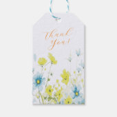 Étiquettes-cadeau Poppies rustiques simples bleues jaunes aquarelles (Devant)