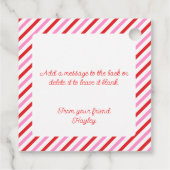 Étiquettes Cadeau Poppin Valentine's Day Pink et Red Stripe (Dos)